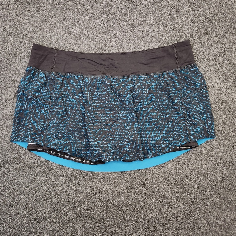 Lululemon Women 12 Final Lap Skirt Pulse Capri Blue Polka Dots Pickleball Tennis